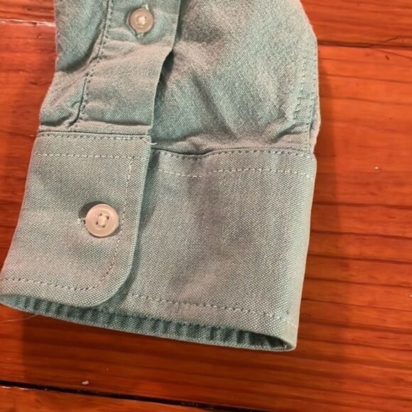 Small Old Navy teal green button down long sleeve pockets casual dress shirt top - Picture 9 of 10